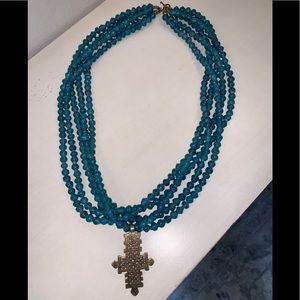 Boho Beaded Ethiopian Cross Necklace